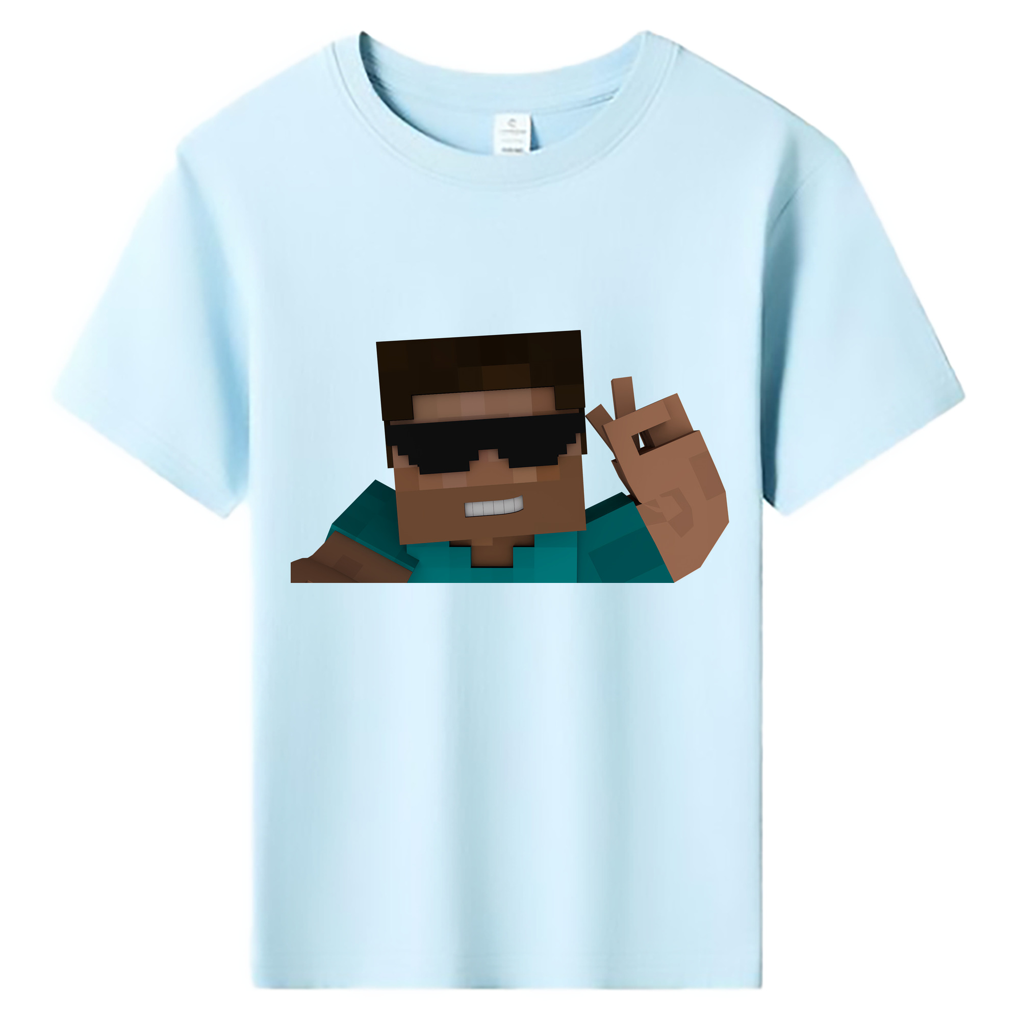 （画像用） マインクラフト ブロックの世界 Minecraft MC Block world 綿100％キッズTシャツ（フロントプリント）
